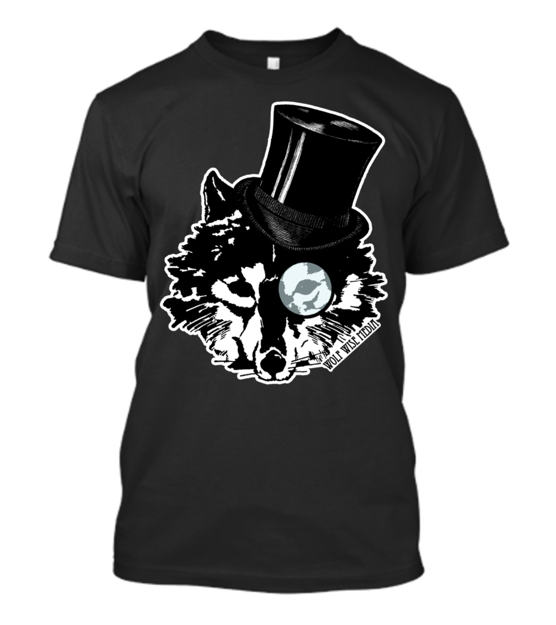 Wolf Wise Media Monocle Top Hat Wolf T-Shirt