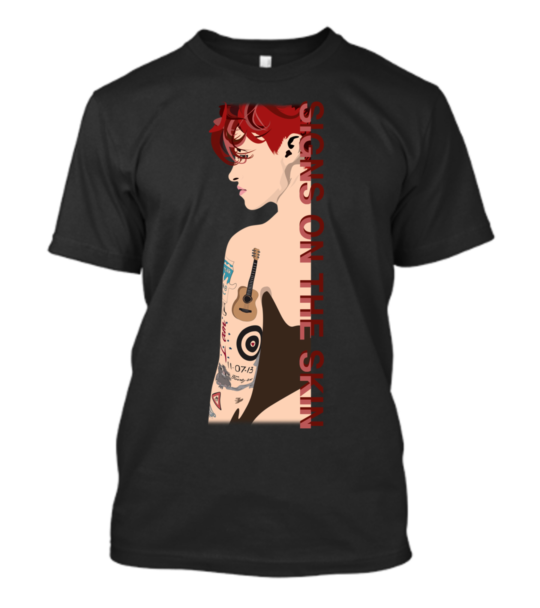 Signs On The Skin Tattooed Guitar And Symbols T-Shirt