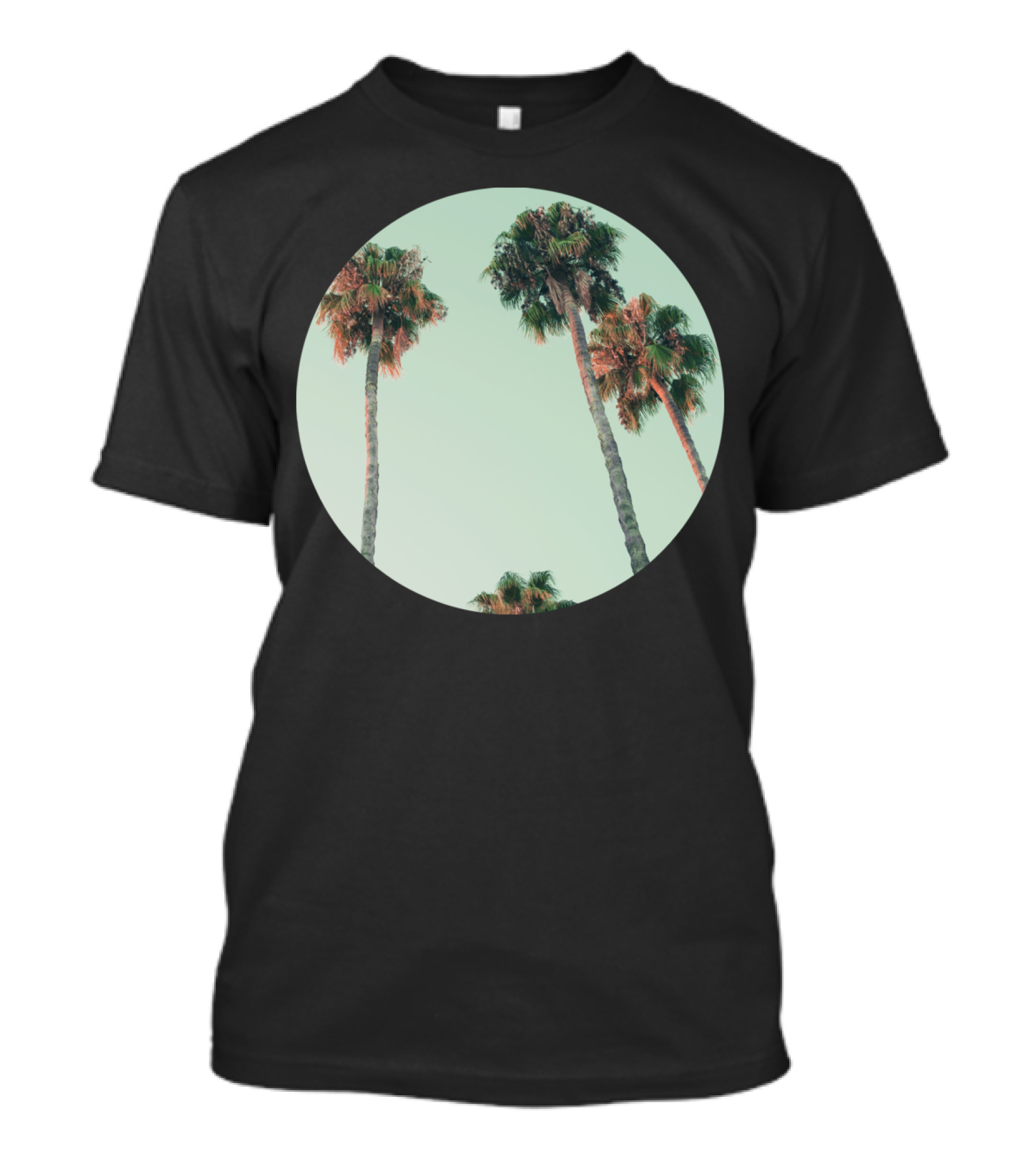 Palm Trees At Sunset Serene Sky Circle T-Shirt