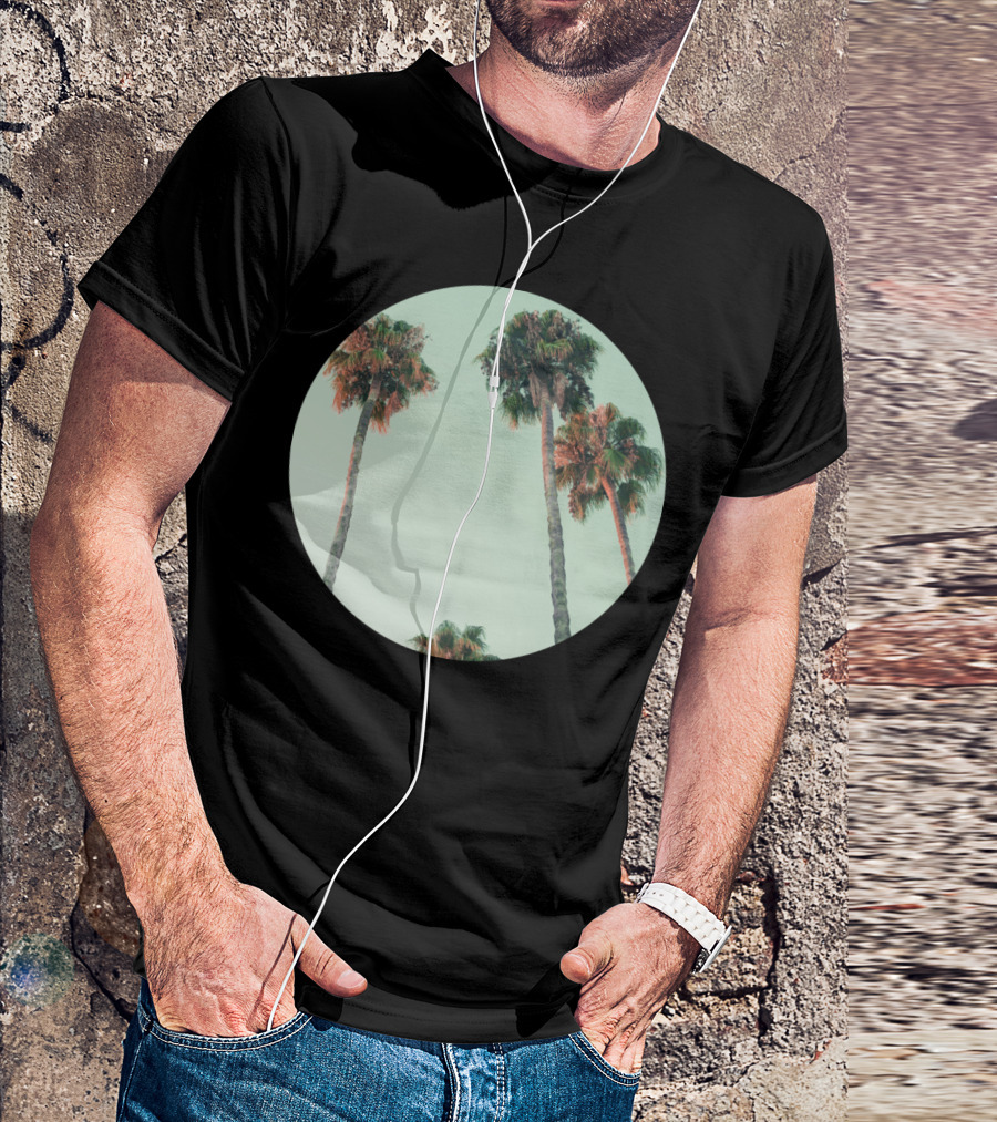 Palm Trees At Sunset Serene Sky Circle T-Shirt