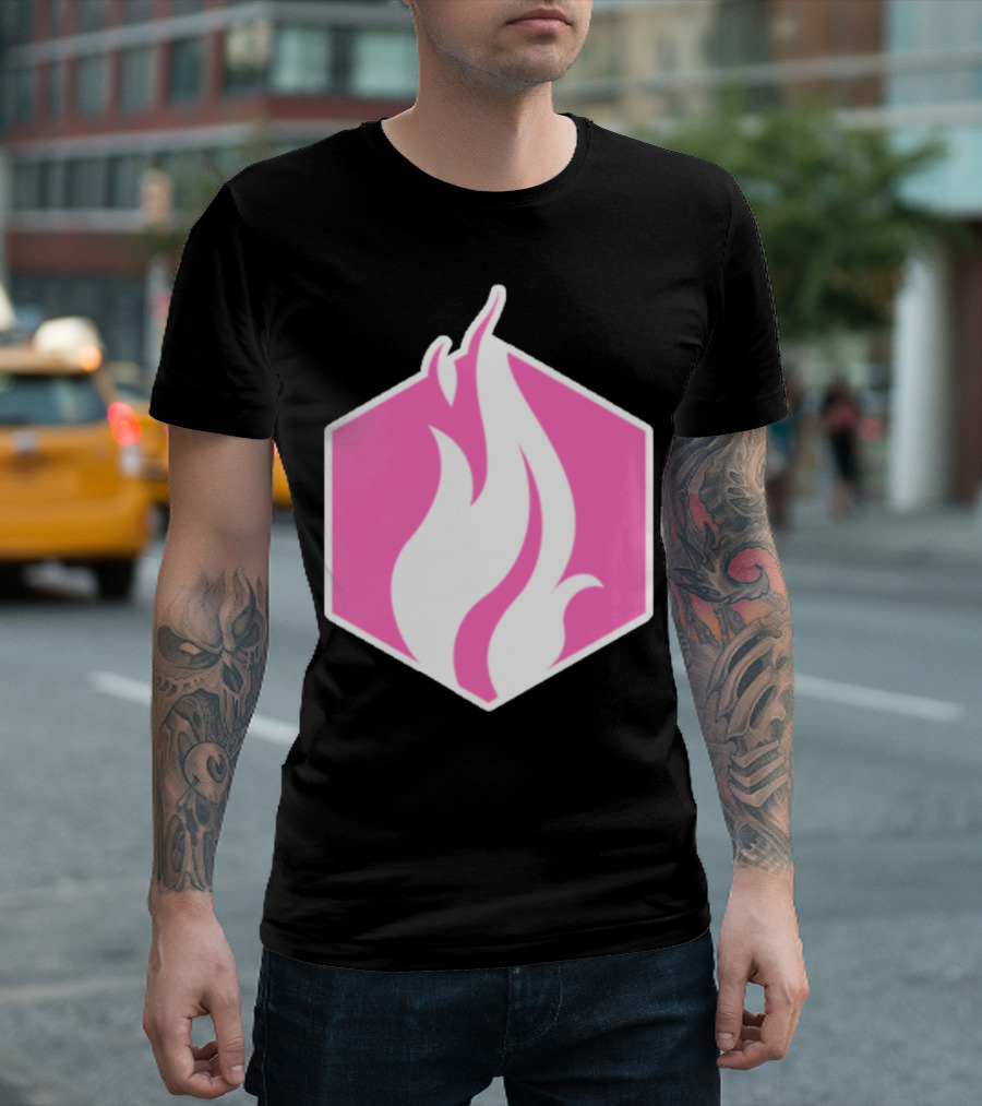 FireNation Pink Flame Hexagon Sticker T-Shirt