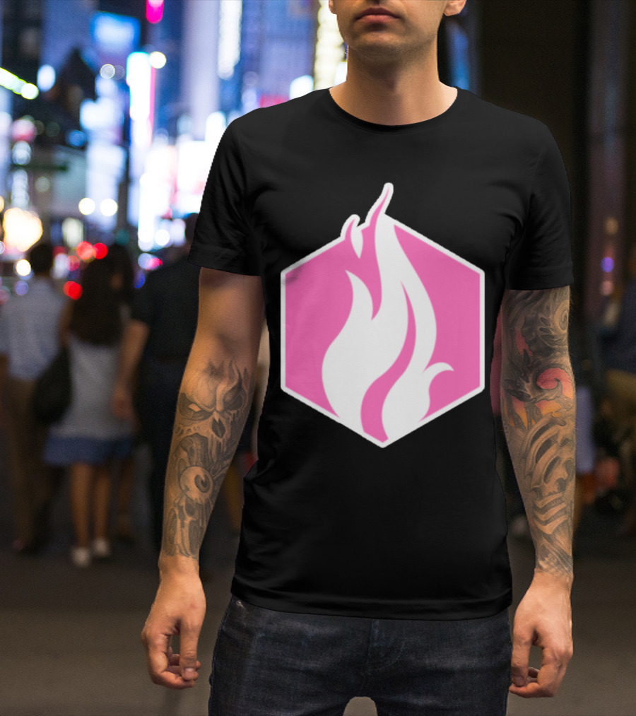 FireNation Pink Flame Hexagon Sticker T-Shirt