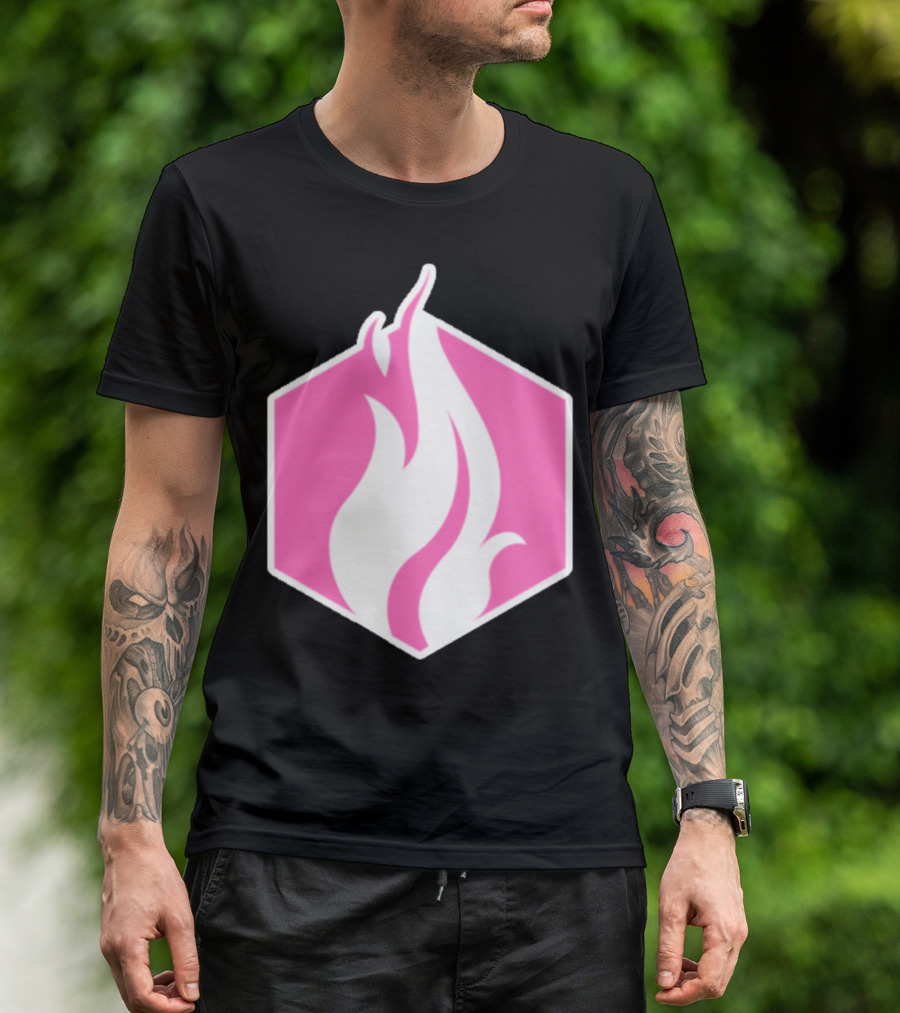 FireNation Pink Flame Hexagon Sticker T-Shirt