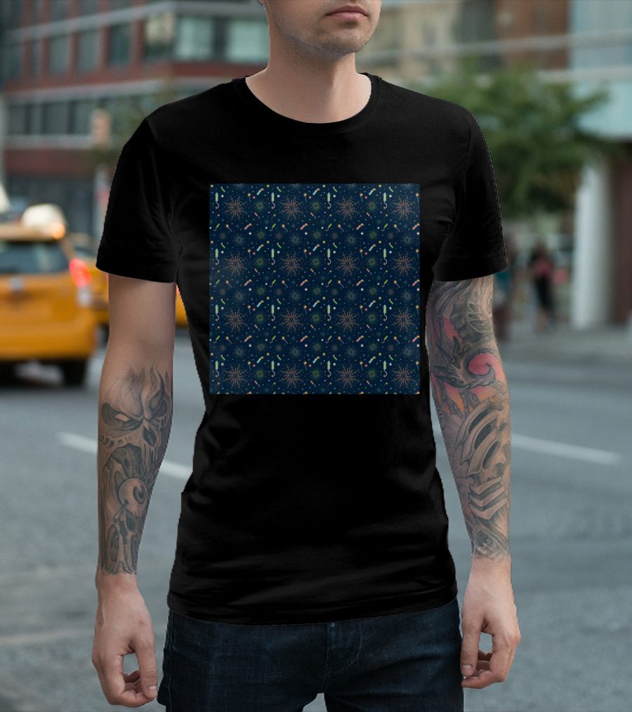 Fireworks Pattern Celebration Night Sky T-Shirt
