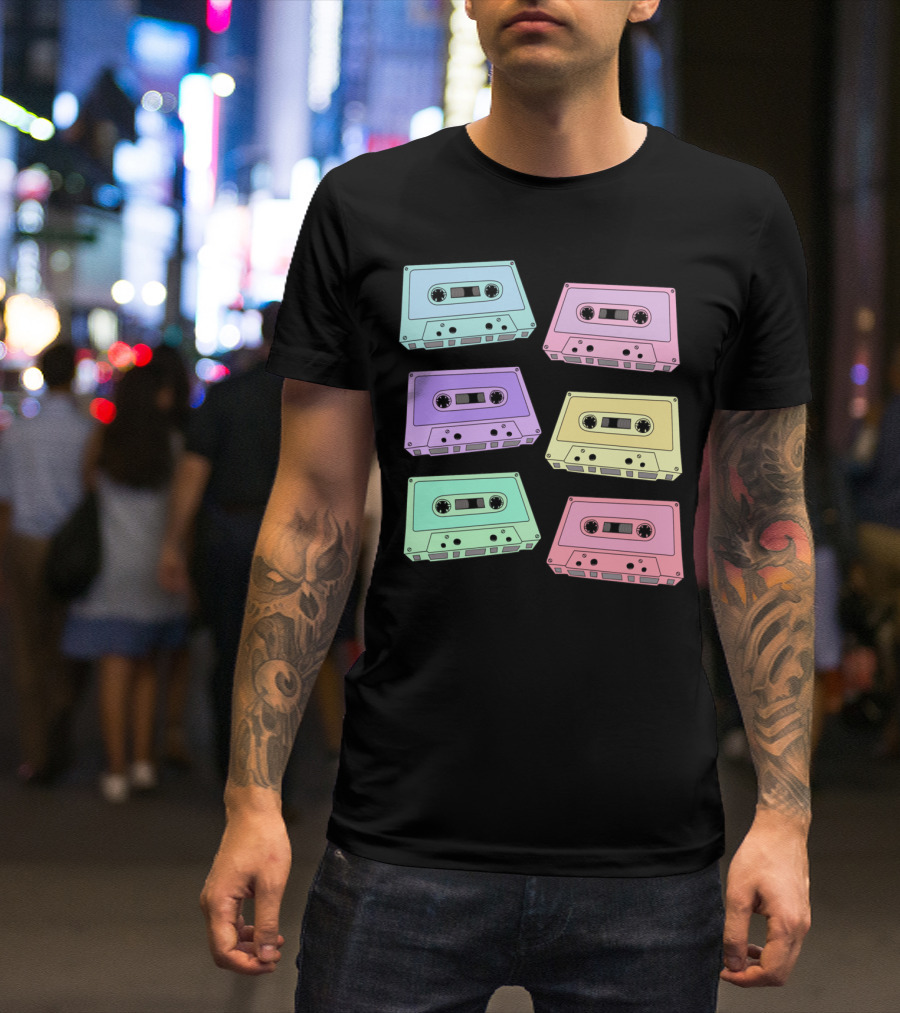 Retro Multi Colored Mixtapes Cassette Set T-Shirt