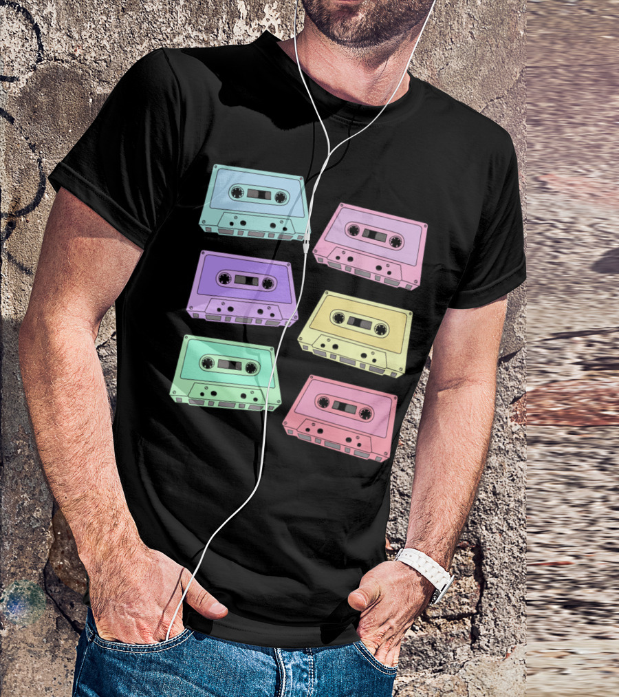 Retro Multi Colored Mixtapes Cassette Set T-Shirt