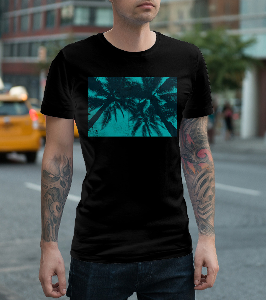 Palms In Summer Blue Tropical Vibes T-Shirt