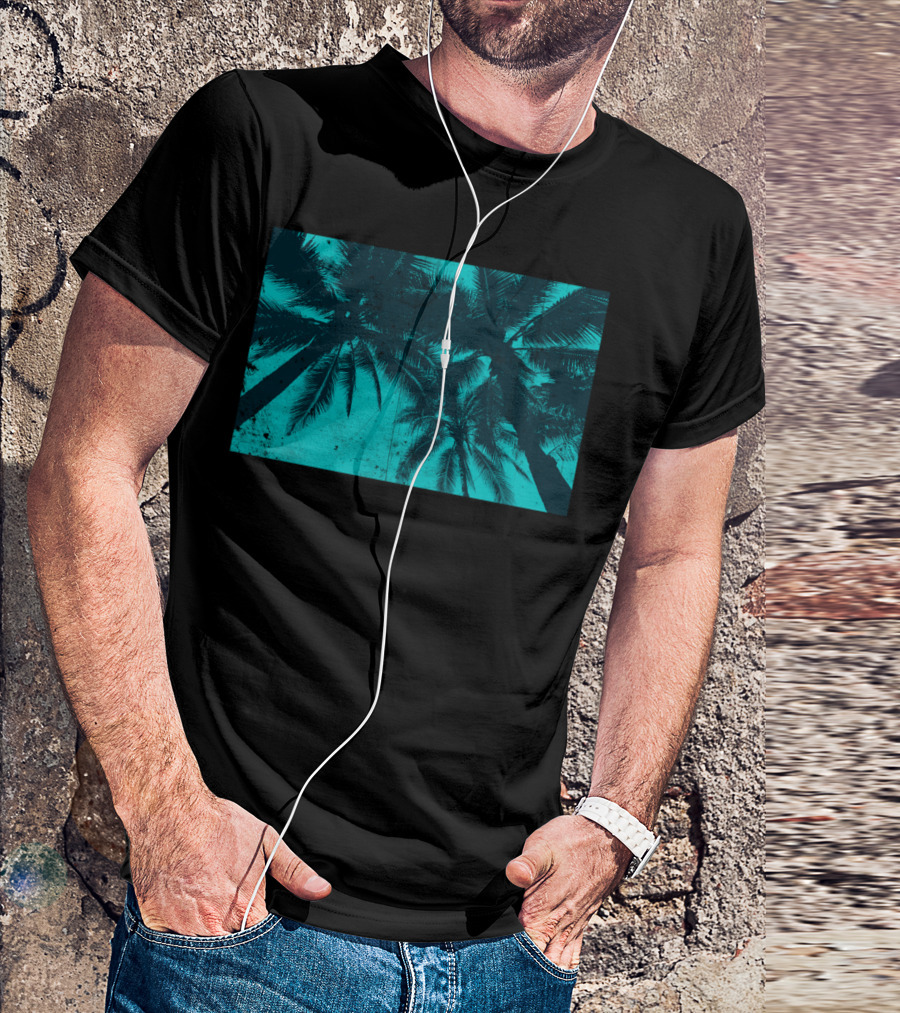 Palms In Summer Blue Tropical Vibes T-Shirt