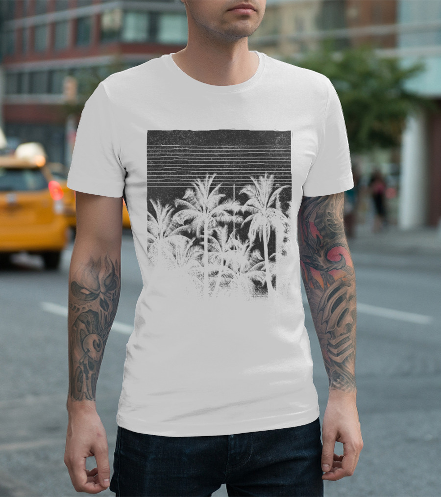 Palms In The Sky Tropical Silhouette Twilight Scene T-Shirt