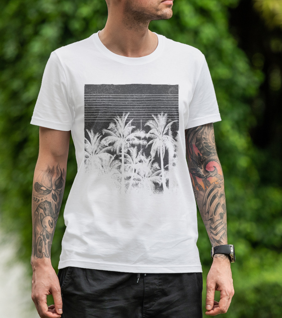 Palms In The Sky Tropical Silhouette Twilight Scene T-Shirt
