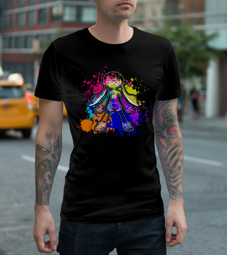 Splatoon Inkling Vibrant Neon Splatters T-Shirt
