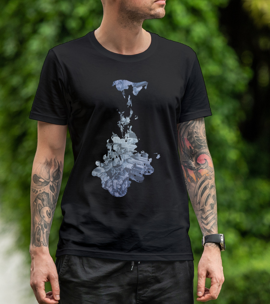 Inkblot Cityscape Reflection Urban Architecture T-Shirt