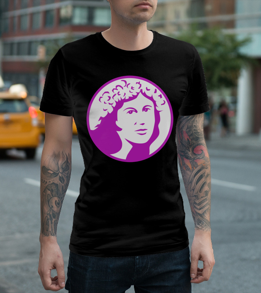 Woman with Crown of Flowers in Purple Circle T-Shirt
