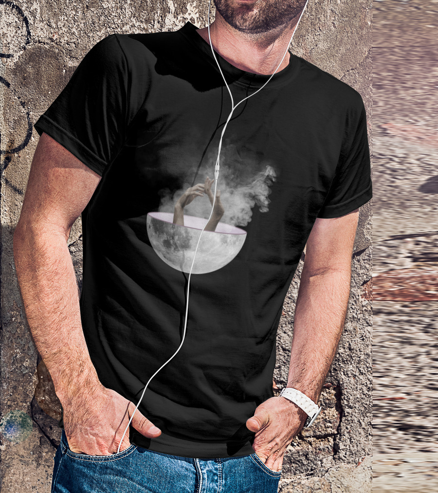 Inner Dance Floating Hands In Moon Bowl With Rising Smoke T-Shirt