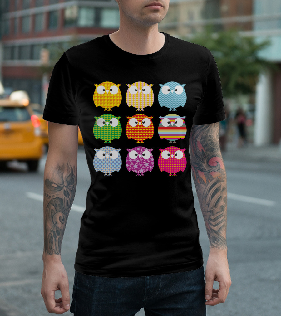 Insanely Beautiful Colorful Patterned Owls T-Shirt