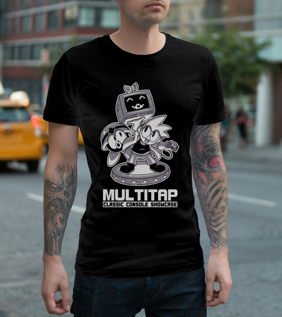 MULTITAP Classic Console Showcase CRT Retro Gaming Characters T-Shirt