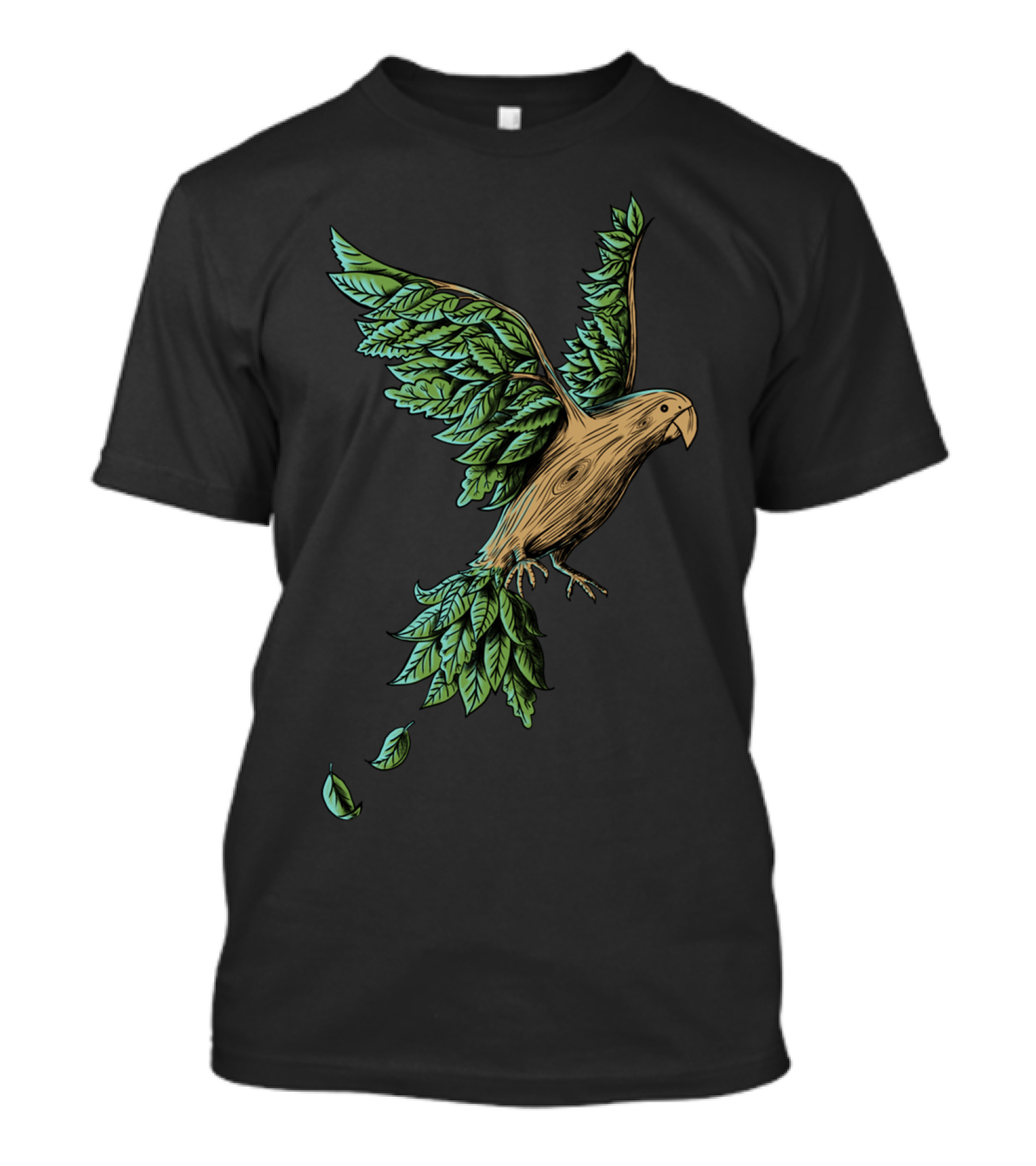 Wood Bird Leaf Wings Nature Fusion T-Shirt