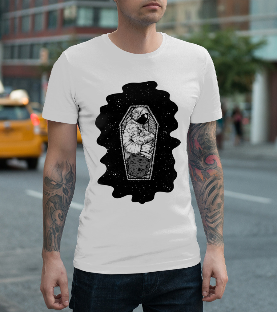 No More Space Astronaut in Coffin Floating Above Moon T-Shirt