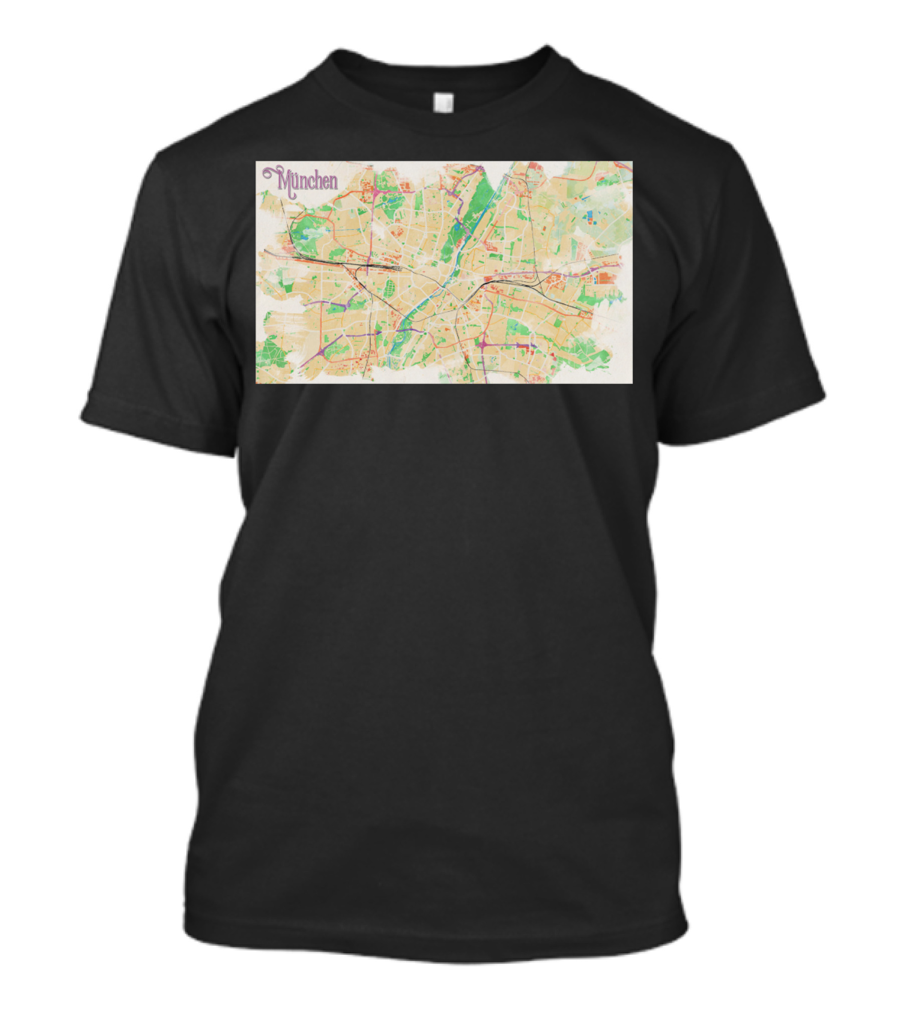 München Colorful Map Watercolor Aesthetic T-Shirt