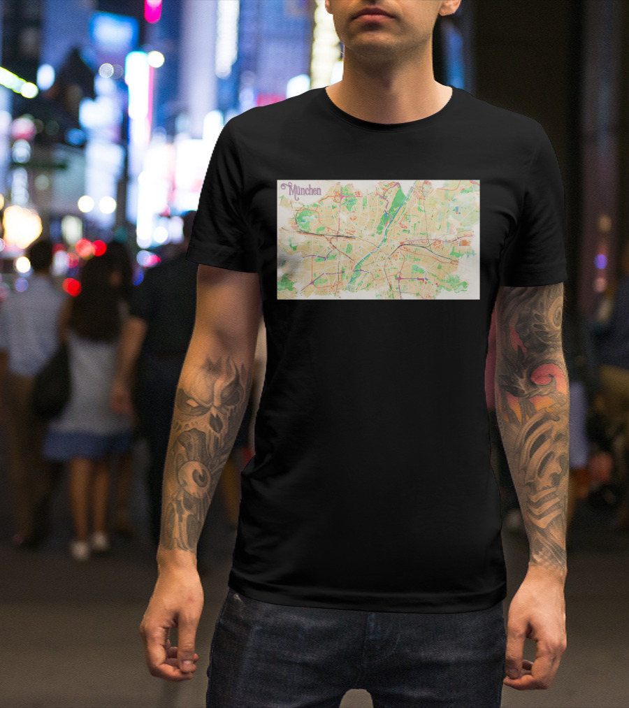 München Colorful Map Watercolor Aesthetic T-Shirt