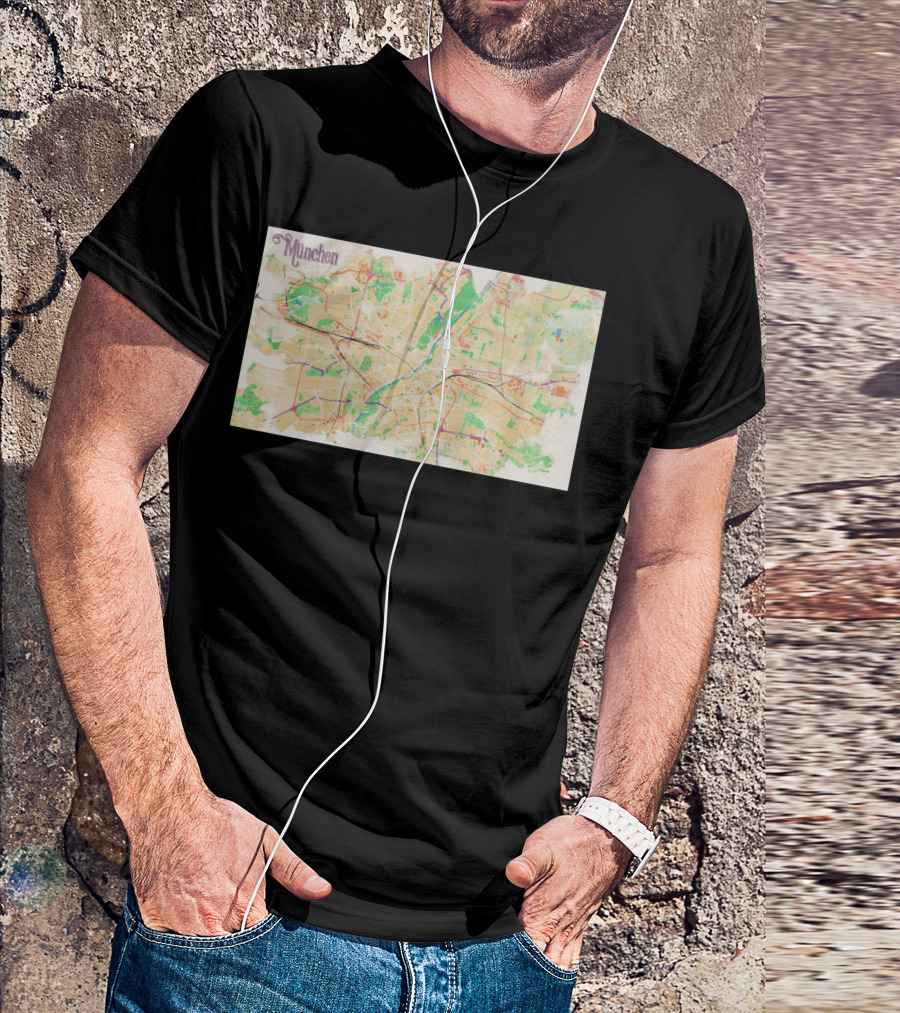 München Colorful Map Watercolor Aesthetic T-Shirt