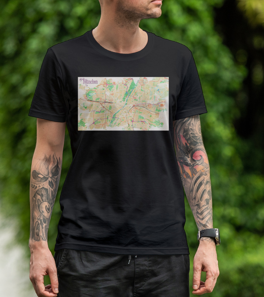 München Colorful Map Watercolor Aesthetic T-Shirt