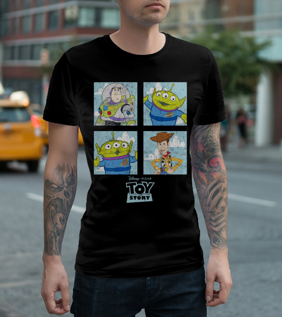 Disney Pixar Toy Story Buzz Woody Alien Boxes T-Shirt