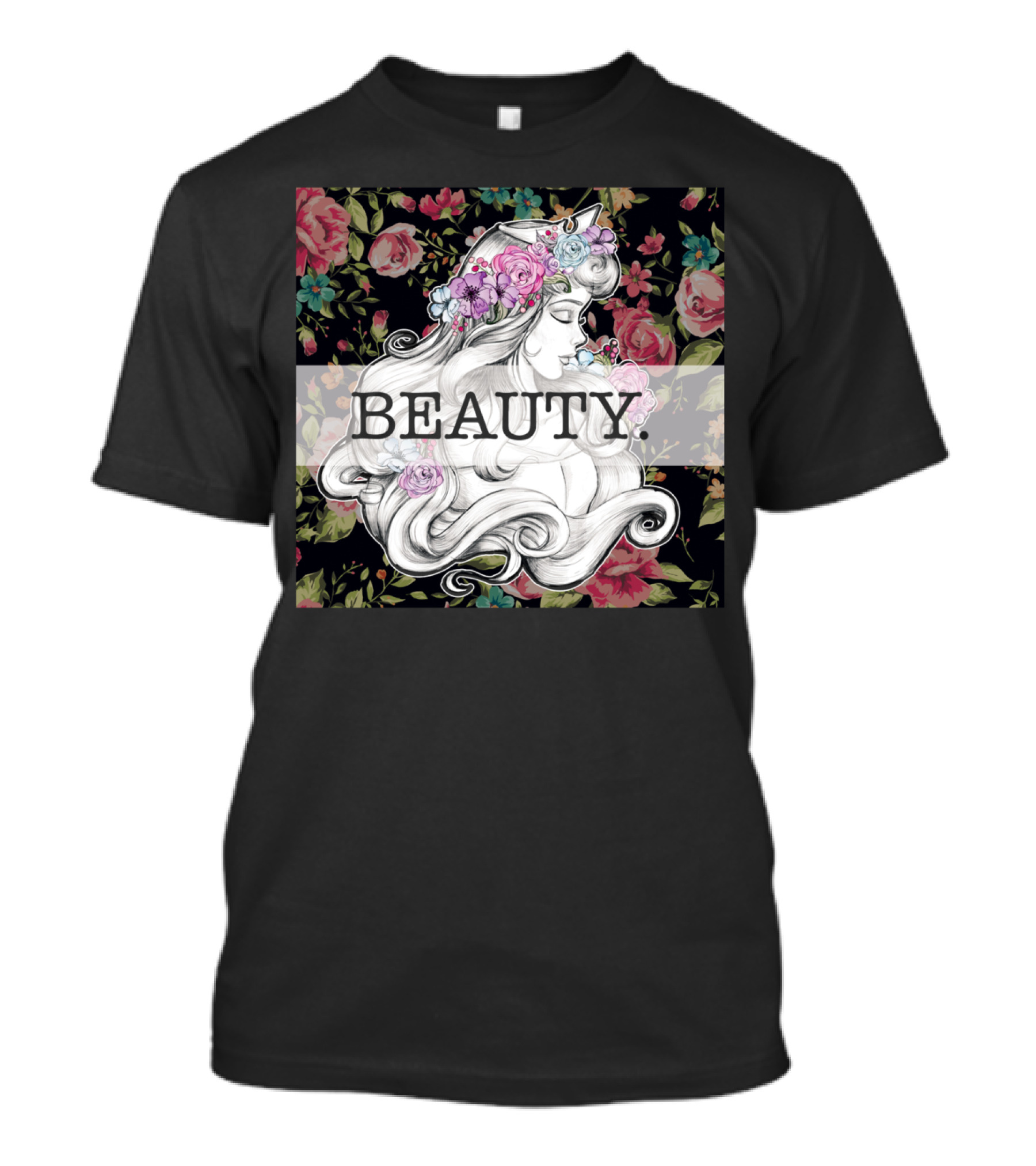 Beauty Princess Aurora Floral Portrait Roses T-Shirt