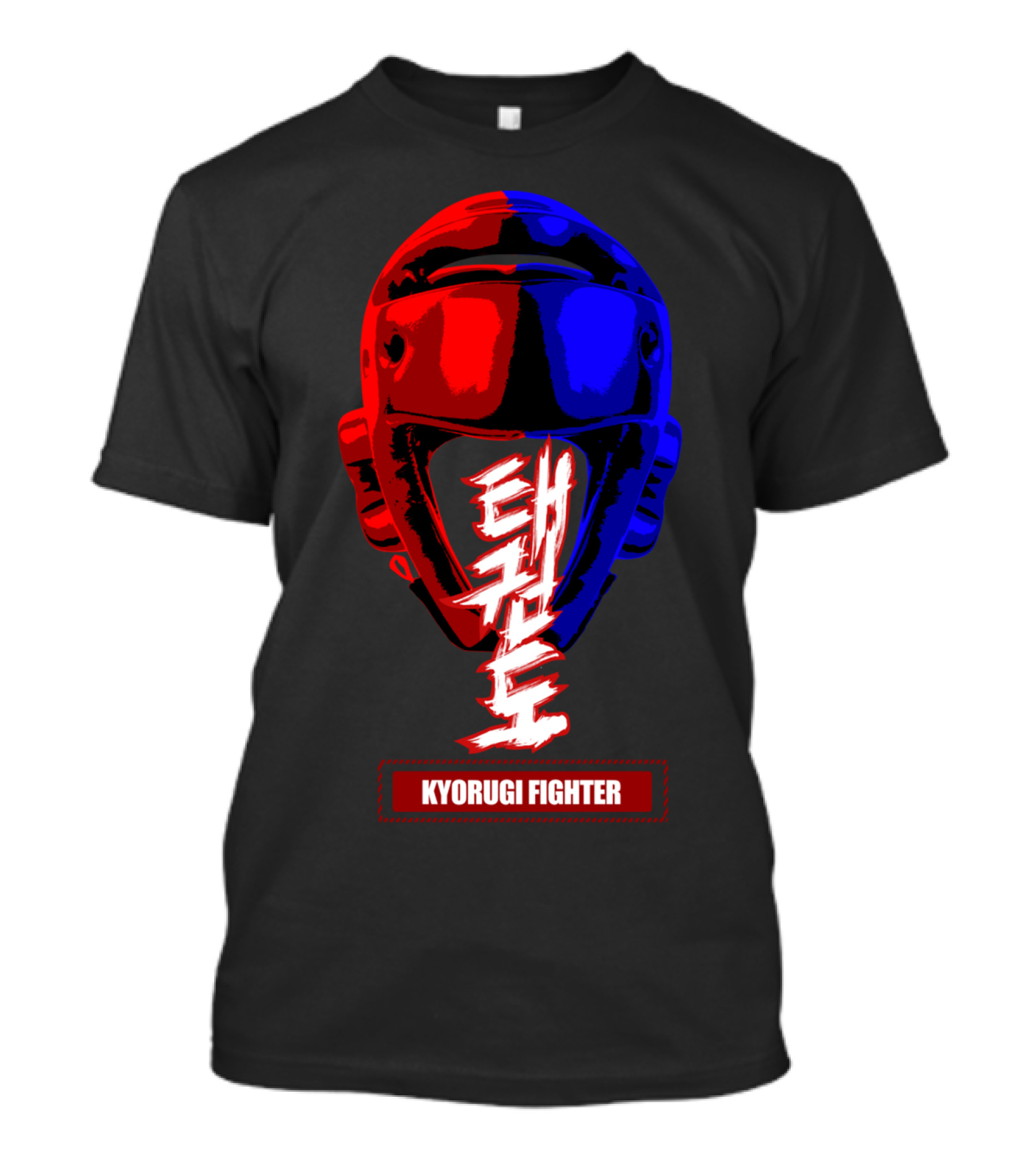 Kyorugi Fighter Taekwondo Crown Helmet Red And Blue T-Shirt