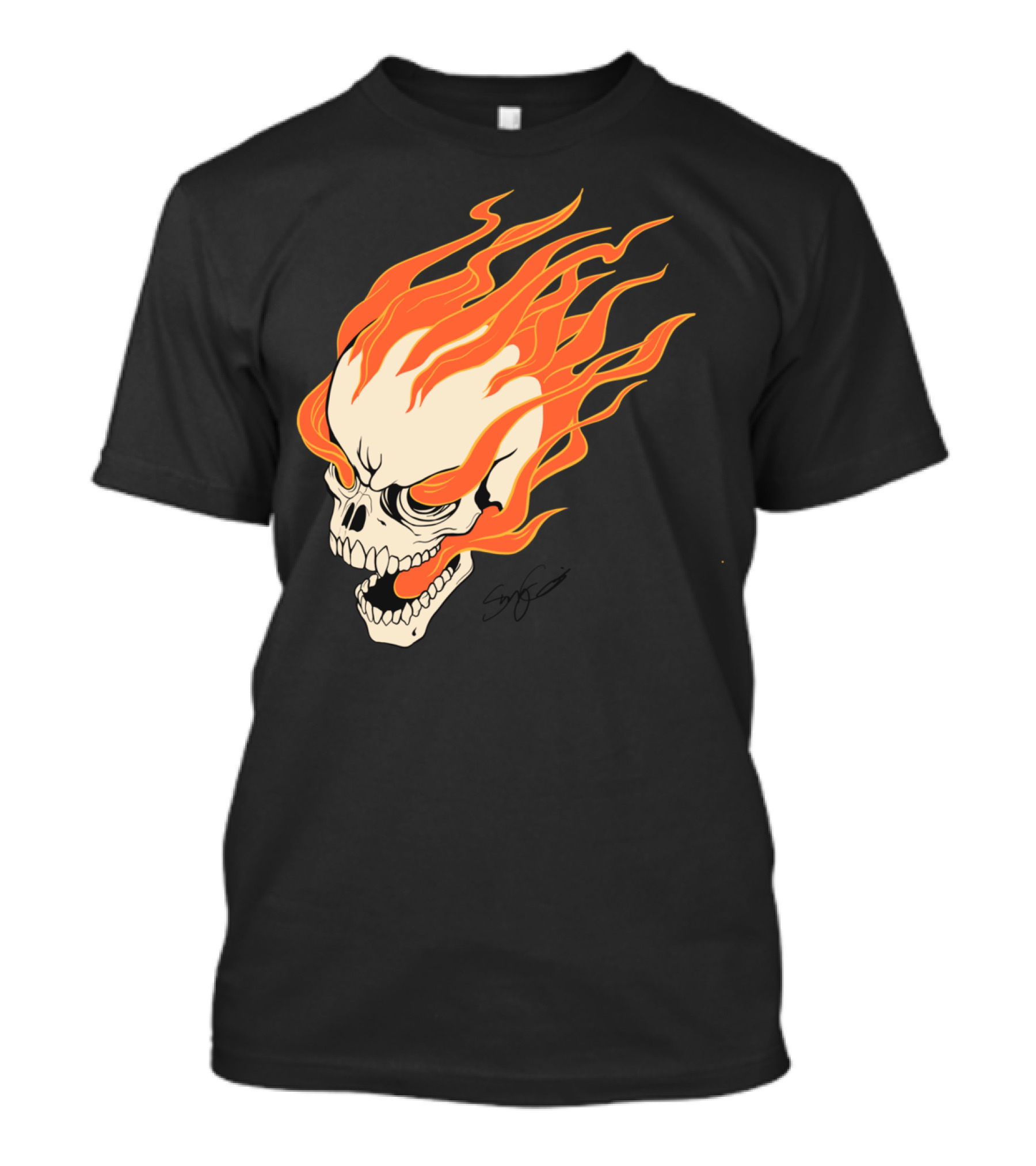 Flame Skull Head With Fiery Flames T-Shirt