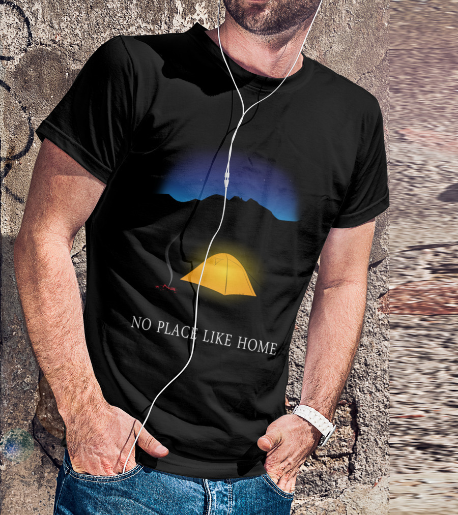 No Place Like Home Tent Campfire Night Sky T-Shirt