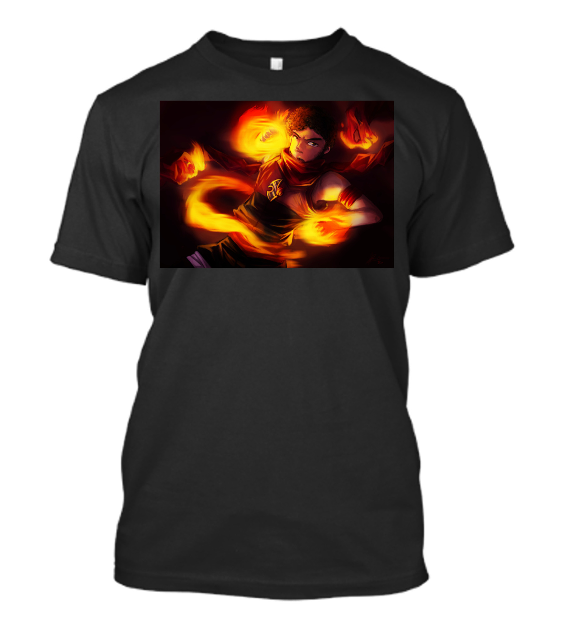 Flame On Heroic Fiery Character With Aura And Wristbands T-Shirt