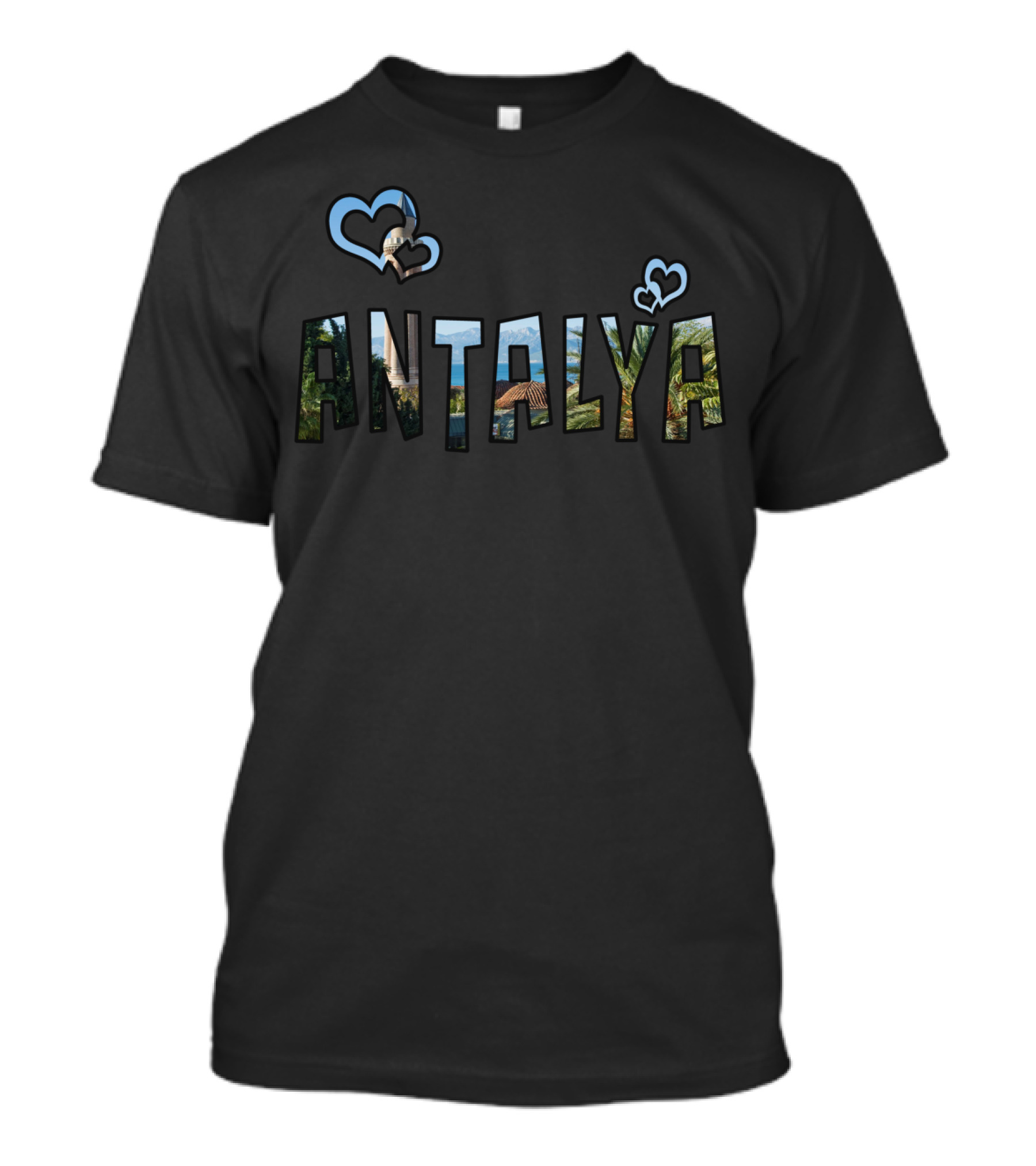 Love Antalya Scenic Landscape Hearts T-Shirt