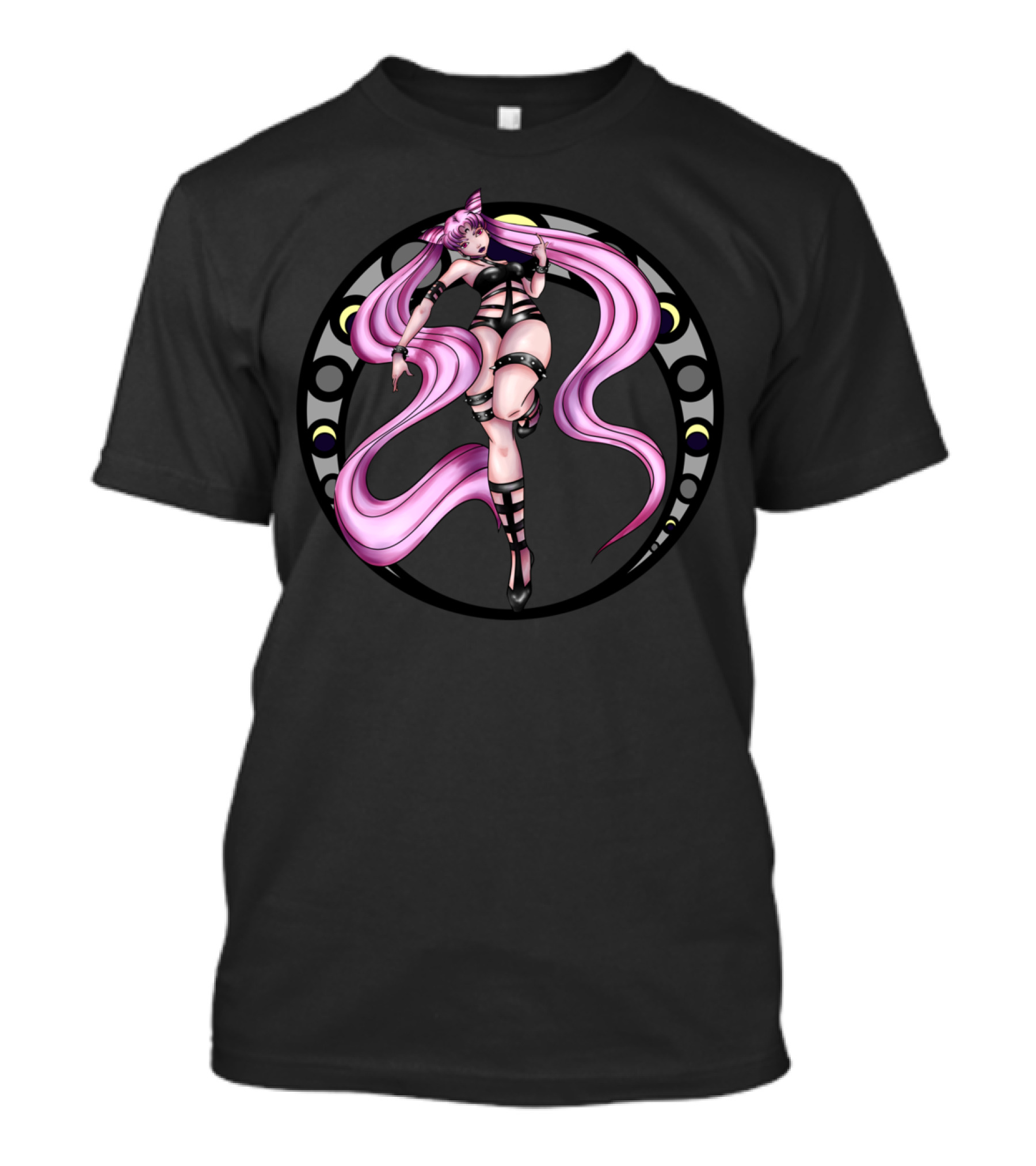 Lady Of Darkness Nightfallen Character With Moon Phase Circle Element T-Shirt