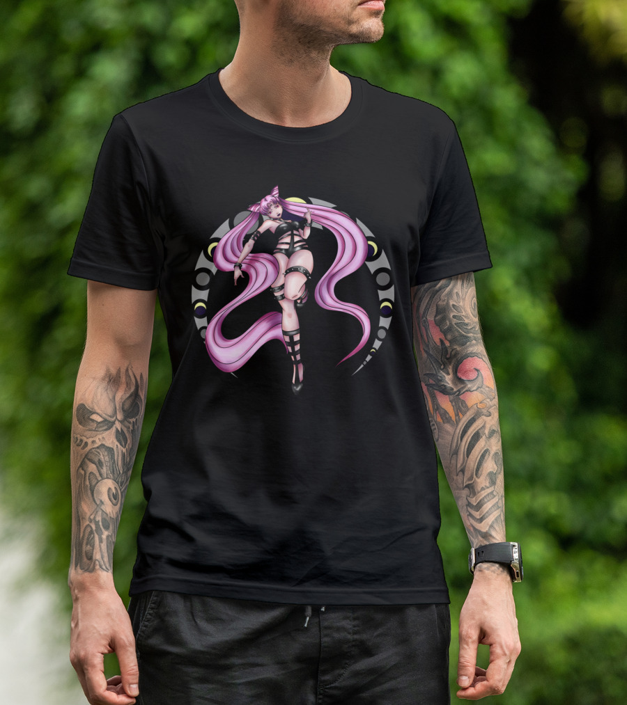 Lady Of Darkness Nightfallen Character With Moon Phase Circle Element T-Shirt