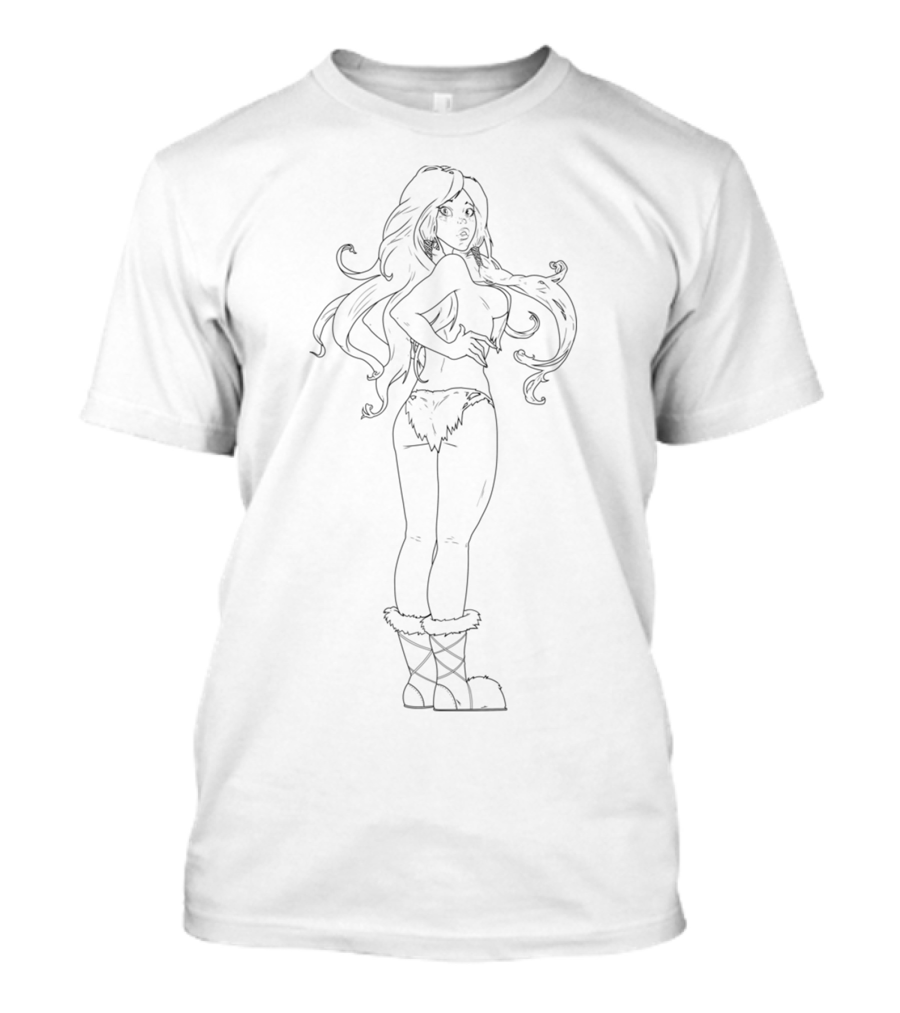 Retro Barbarian Warrior Pin Up Girl T-Shirt