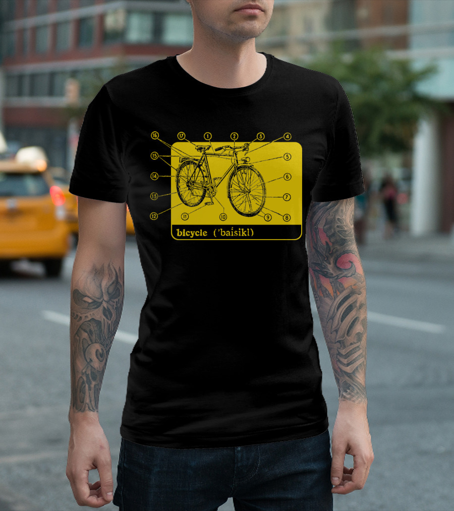 Bicycle Diagram with Retro Style and Pronunciation Guide T-Shirt