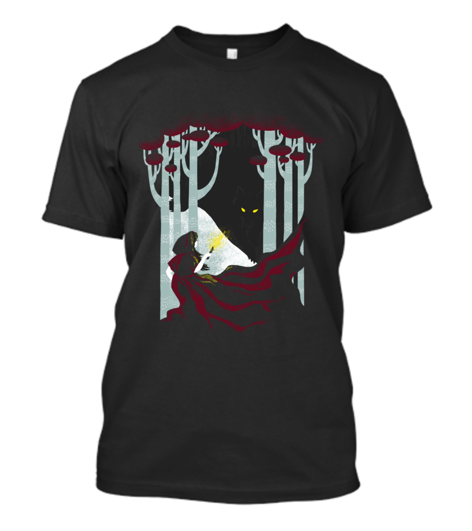 Into The Woods Enchanted Forest Hooded Figure With Mysterious Eyes T-Shirt
