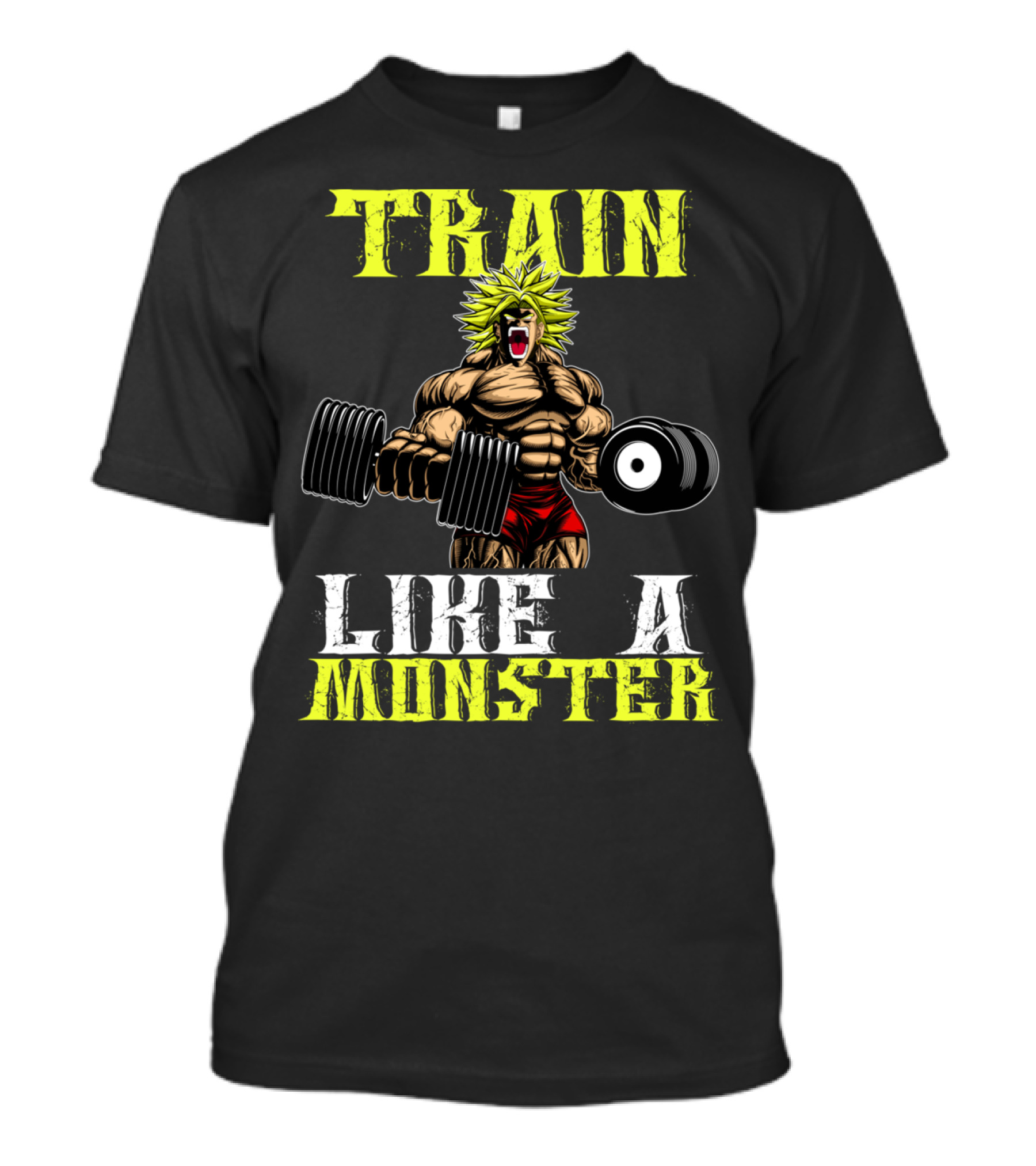 Train Like A Monster Super Saiyan Bodybuilder Lifting Dumbbells T-Shirt