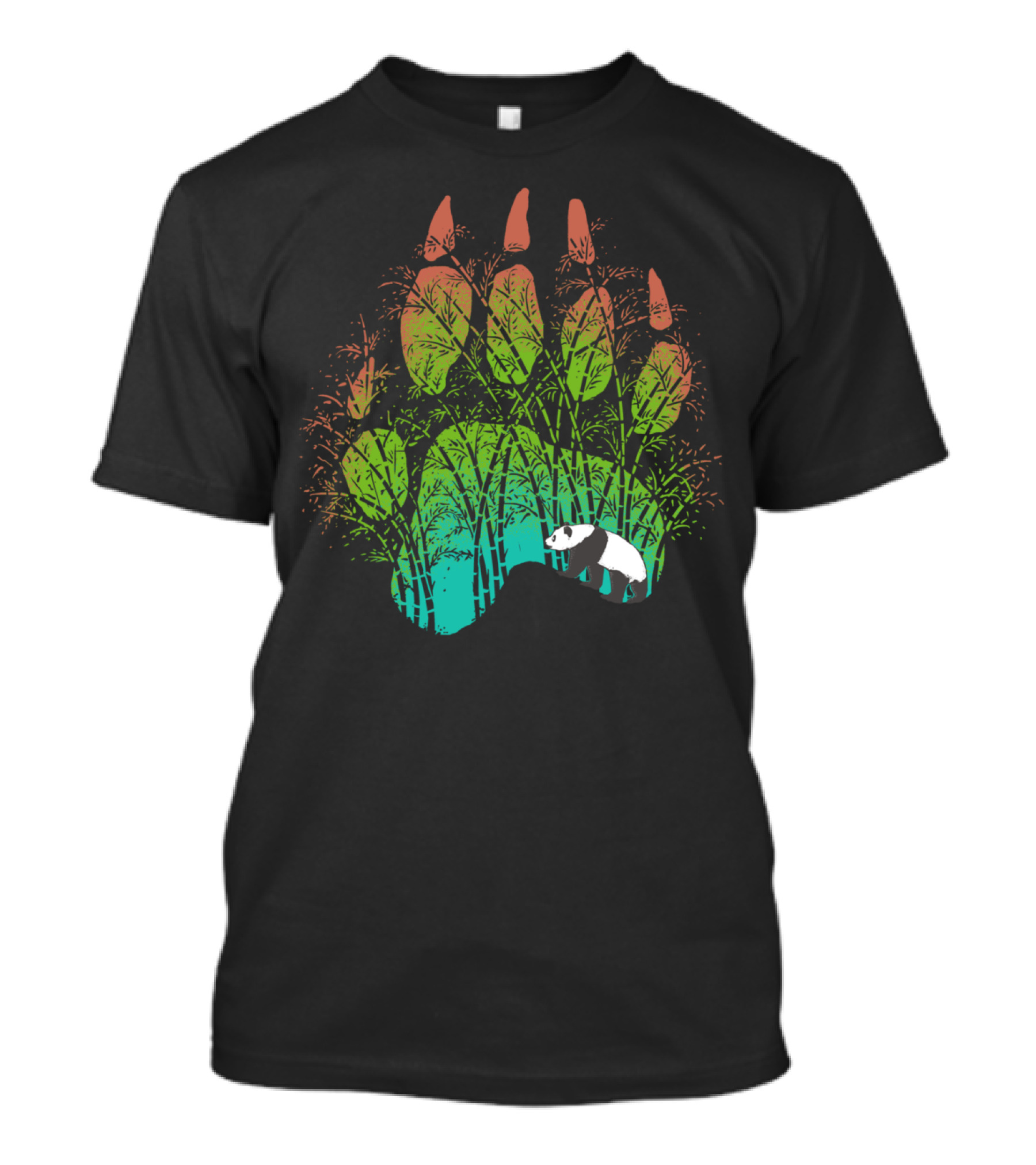 Panda Track Bamboo Forest Bear Paw T-Shirt