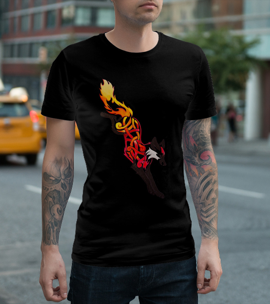 Flaming Celtic Fox Fire T-Shirt