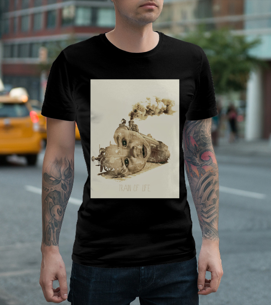 Train Of Life With Surreal Locomotive Face T-Shirt