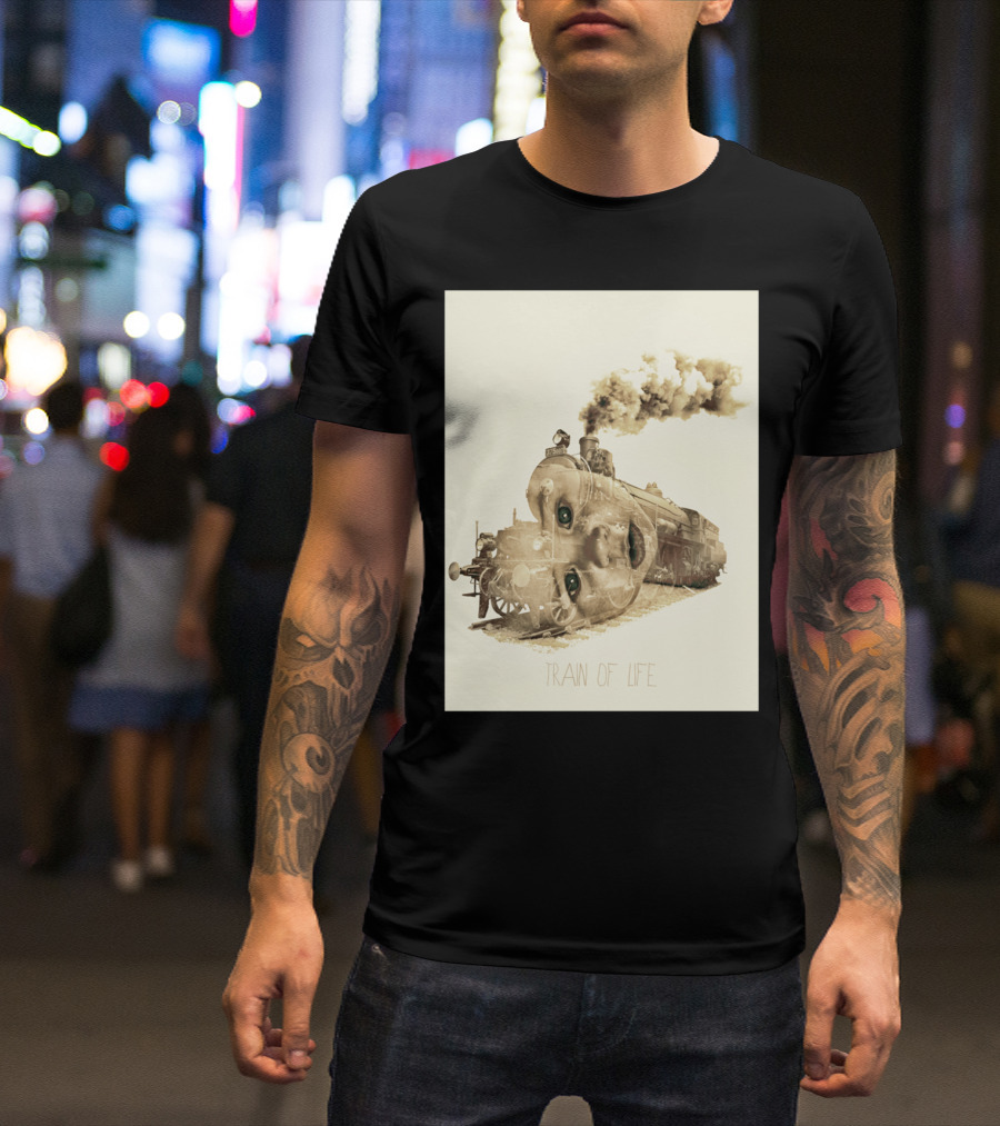 Train Of Life With Surreal Locomotive Face T-Shirt