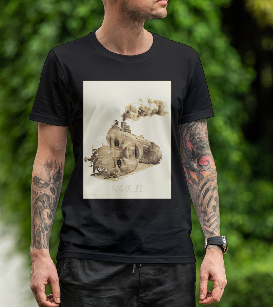 Train Of Life With Surreal Locomotive Face T-Shirt