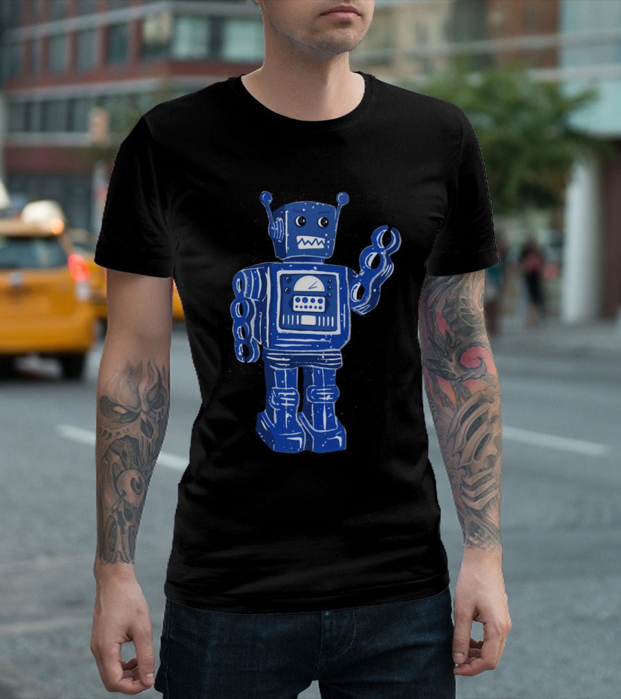 Retro Blue Robot Toy T-Shirt