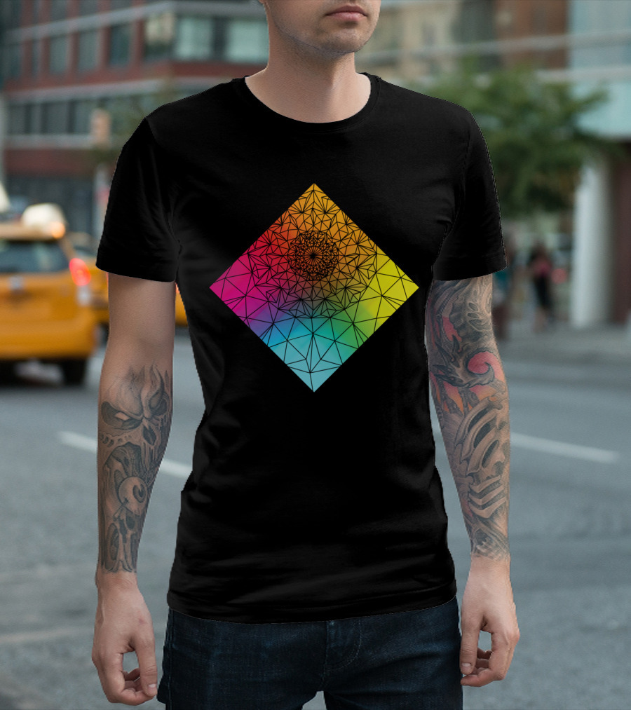 Prismatic Geometric Rainbow Mandala T-Shirt
