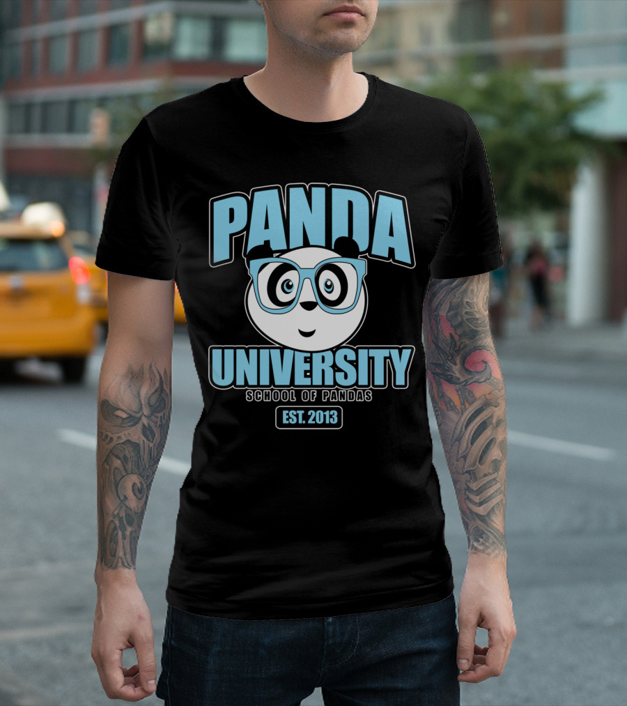 Panda University School of Pandas Est. 2013 Blue T-Shirt