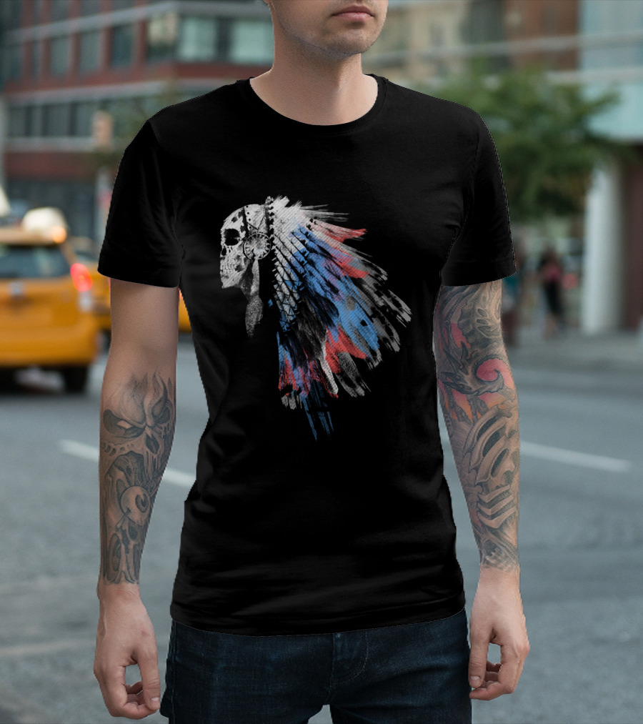 Dead Chief Skull with Feathered Headdress T-Shirt
