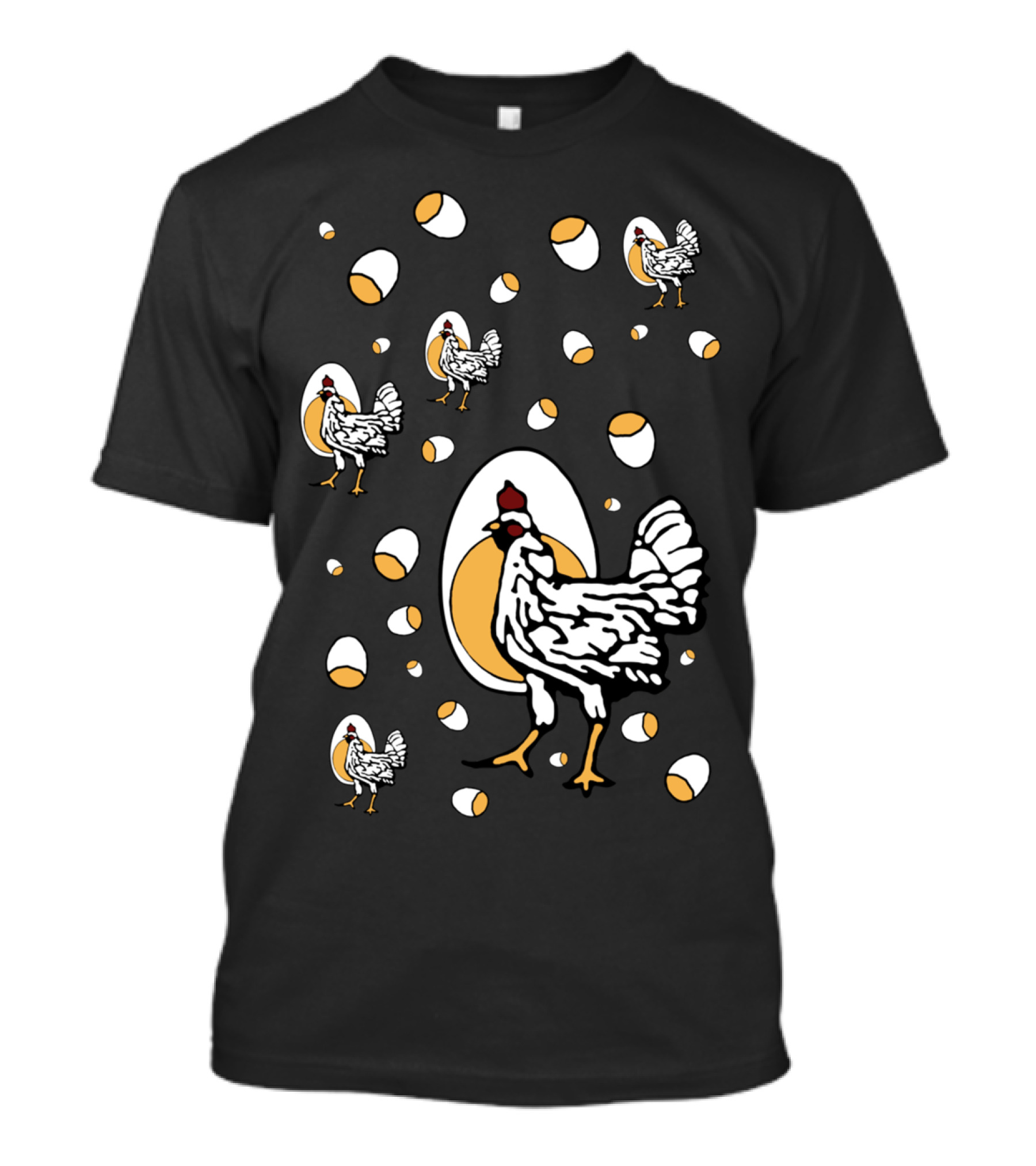 Retro Chickens And Eggs Pattern With Vintage Style Chickens And Eggshell Motif T-Shirt