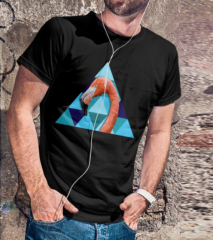 Geometric Flamingo Triangle T-Shirt